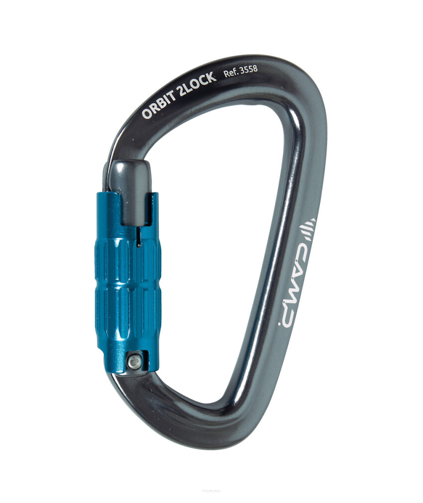 Karabinek CAMP Orbit 2Lock - gunmetal/blue