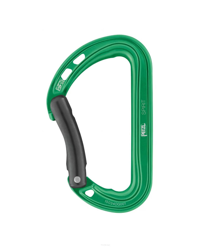 Karabinek Petzl Spirit gięty Zielony